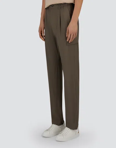 Herno Resort Cargo Trousers In Nylon Comfort Stretch In Brown