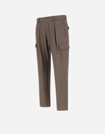 Herno Resort Cargo Trousers In Nylon Comfort Stretch In Brown