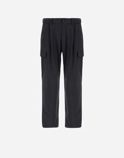 Herno Anthracite Trousers With Cargo Pockets And Belt Loops In Black