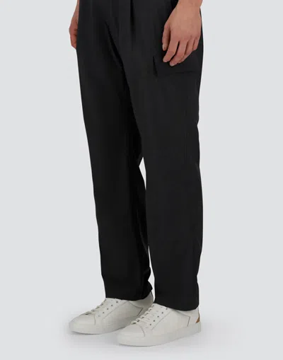 Herno Anthracite Trousers With Cargo Pockets And Belt Loops In Black