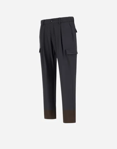 Herno Anthracite Trousers With Cargo Pockets And Belt Loops In Black