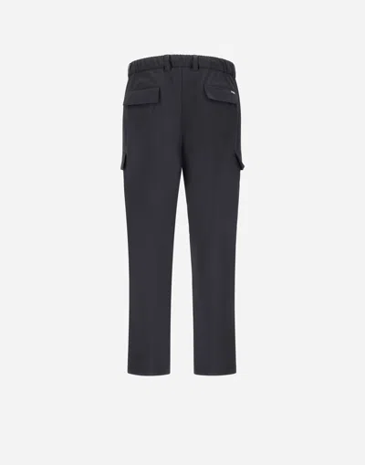 Herno Anthracite Trousers With Cargo Pockets And Belt Loops In Black
