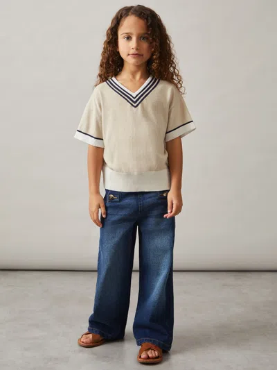 Reiss Kids Ida Sr V-neck Sweater In Neutral