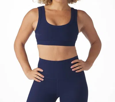Glyder Notch Sports Bra In Indigo Swirl Gloss In Blue