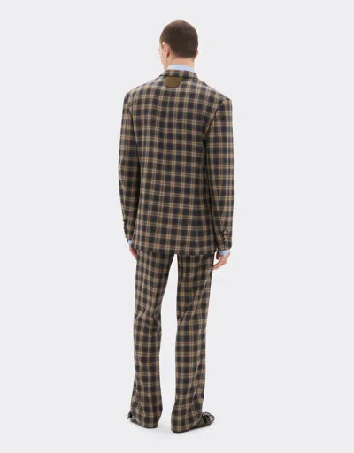 Ferrari Double-breasted Blazer In Tartan Wool