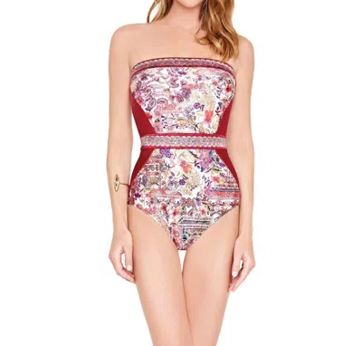 Gottex Shiraz Bandeau One Piece Swimsuit In Red Multi In Multi