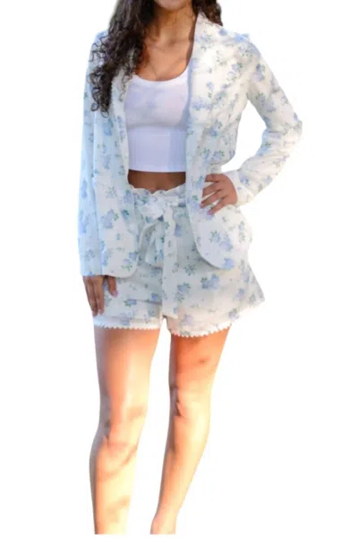 Tcec Hollis Floral Blazer And Tie-detail Shorts Set In Blue