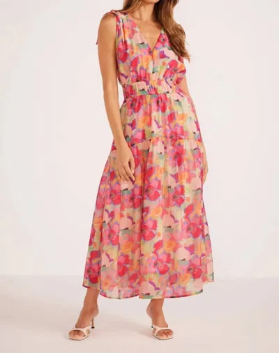 Minkpink Feyano Tiered Midi Dress In Bright Floral Print In Multi