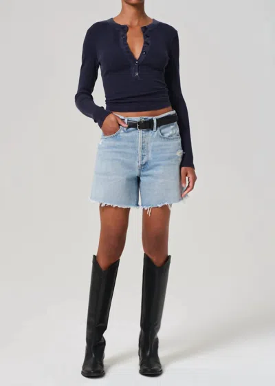 Citizen Of Humanity Marlow Long Denim Short In Raleigh In Blue