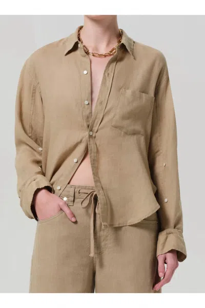 Citizen Of Humanity Citizens Of Humanity Kayla Button-up Linen Shirt In Neutral