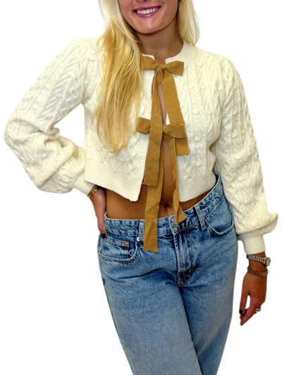 Storia Autumn Bow Tie Sweater In Cream In Neutral