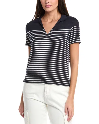 Rag & Bone The Knit Stripe Polo Shirt In Black