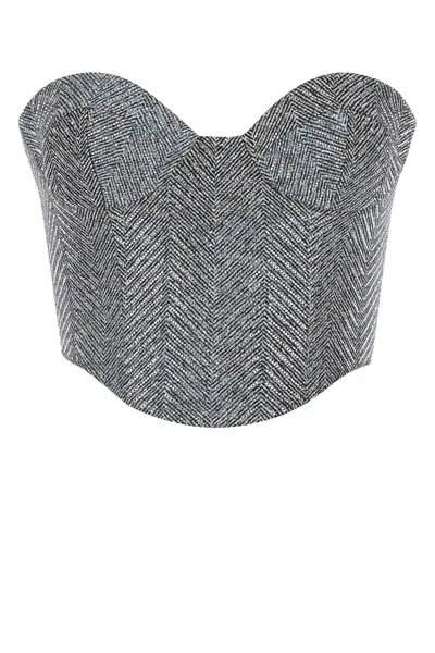 Ermanno Scervino Rhinestone Herringbone Bustier Top