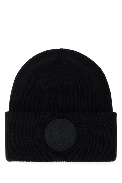 Canada Goose Black Wool Arctic Beanie Hat In Black