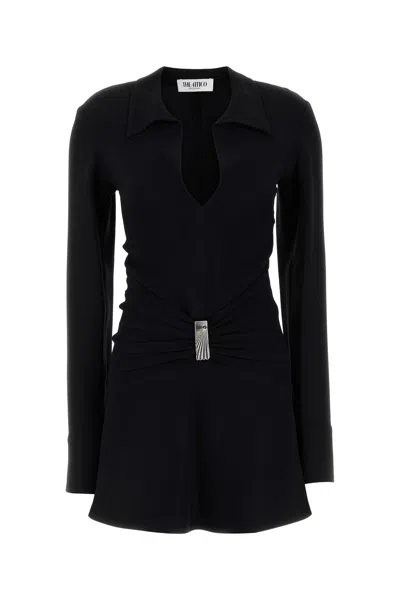Attico Mini Dress With Deep V-neck In Black