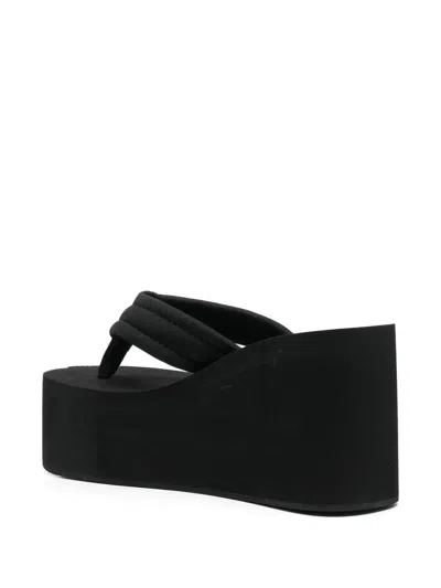 Coperni Wedge Heel Platform Sandals With Thong Strap In Black