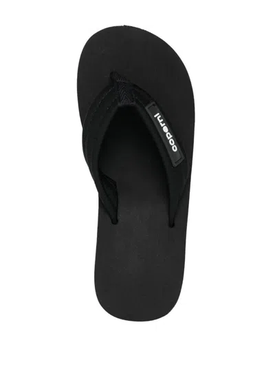 Coperni Wedge Heel Platform Sandals With Thong Strap In Black
