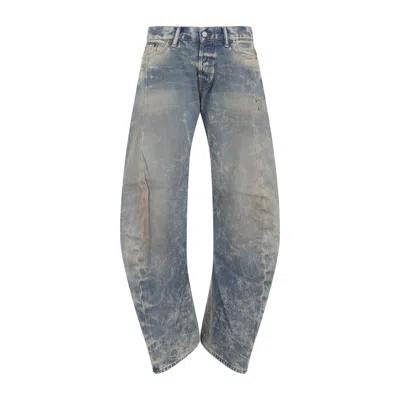 Acne Studios Distressed Low Waist Cotton Jeans In Blue