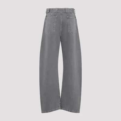 Lemaire Grey Twisted Belted Cotton Jeans In Gray