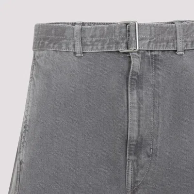 Lemaire Grey Twisted Belted Cotton Jeans In Gray