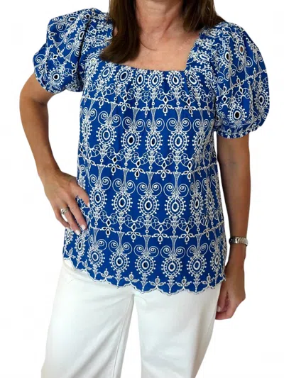 Jade Izzy Puff Sleeve Top In Royal Blue In Blue
