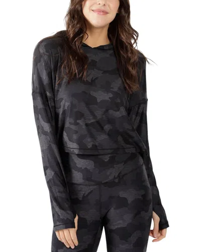 Yogalicious Cropped Hoodie Top In Black