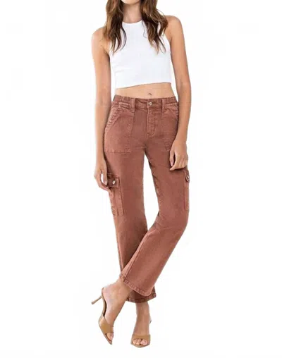 Vervet By Flying Monkey Cargo Denim Pants In Brick Red