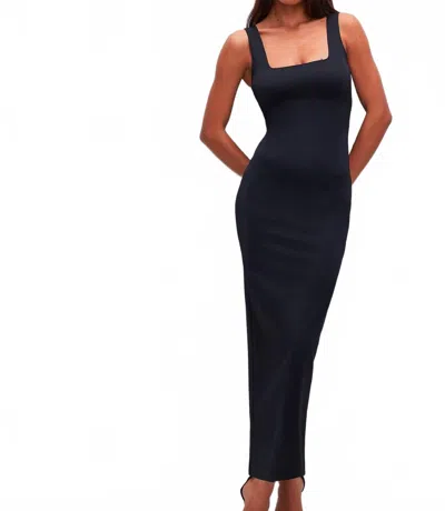 Good American Scuba Sleeveless Maxi Dress In Black In Black