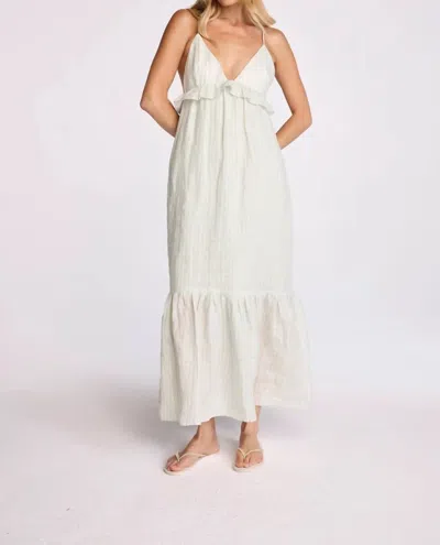 Sundays Marceline Linen Sleeveless Tiered Ruffle Maxi Dress In White