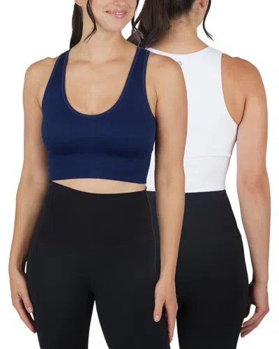 Yogalicious 2pk Seamless Highline Crop Tank In Blue