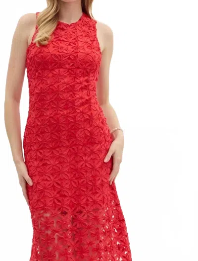 Entro Harlow Floral Overlay Midi Dress In Red In Red