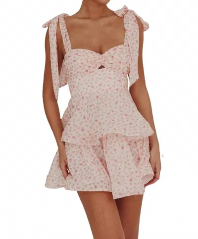 Angel Biba Shoulder Strap Floral Mini Dress In Peach