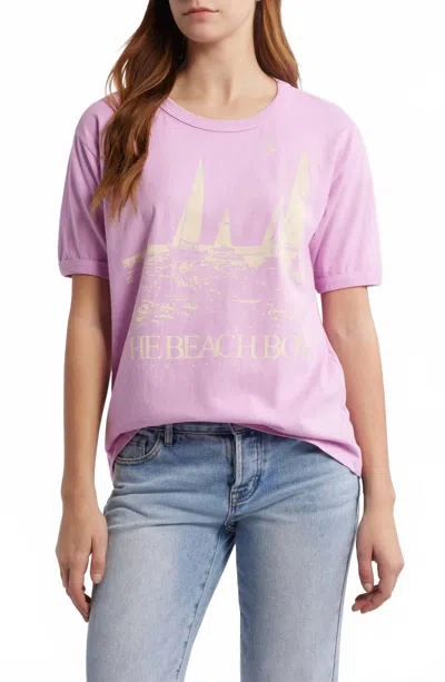 Daydreamer The Beach Boys Good Vibrations Oversized Ringer Tee In Faded Lilac In Multi