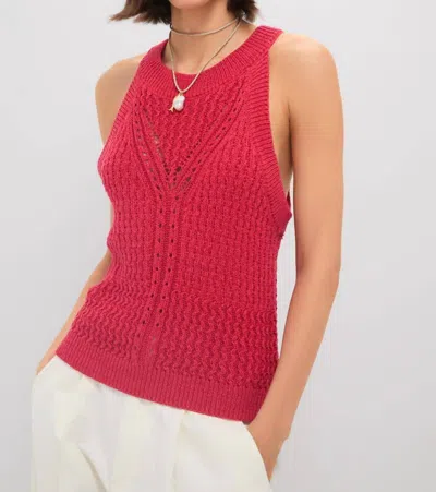 Greylin Jhayna Knit Crochet Halter Top In Red In Red