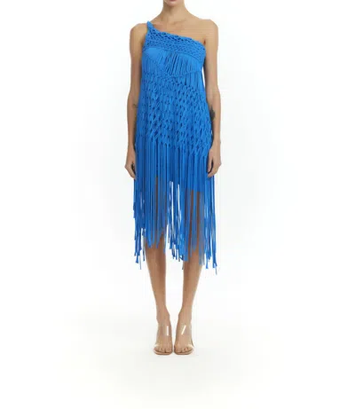 Nhall Resortwear Majorie Cover Up Macrame In Royal