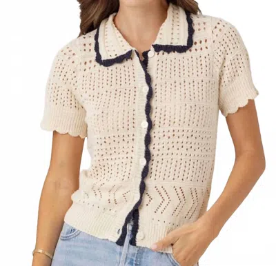 Sundays Agnes Sweater Polo In Natural White / Navy