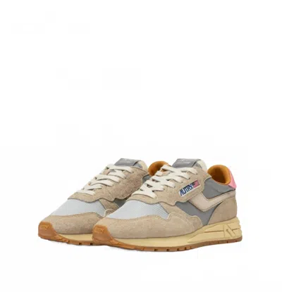 Autry Women's Reelwind Low Sneakers In Silver Platinum Reflective Nylon And Suede