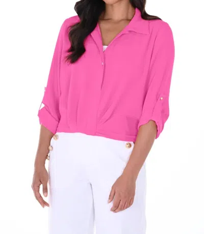 Frank Lyman Woven Top In Fuchsia In Pink