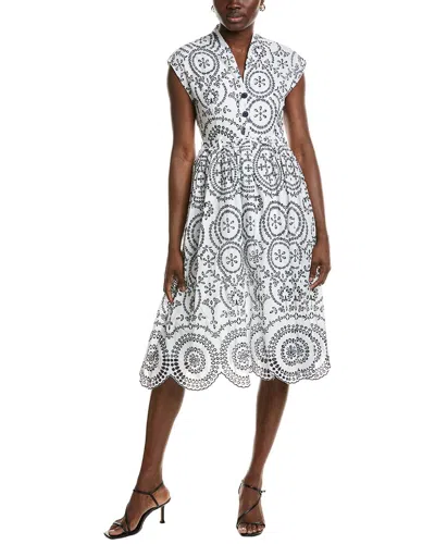 Ipponelli Broderie Midi Dress In White