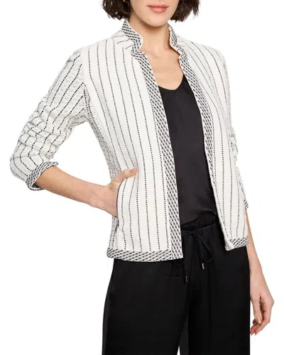 Nic + Zoe Nic+zoe Pinstripe Notch Collar Knit Jacket In White