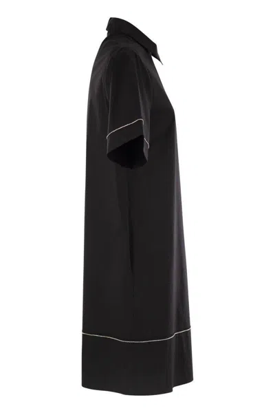 Peserico Women Light Stretch Cotton Satin Midi Dress In Black