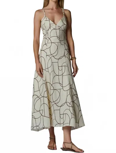 Hevron Wyeth Dress In Brown Geo Print In Green