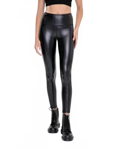 Mono B Joyce High-waisted Liquid Leggings In Black In Black