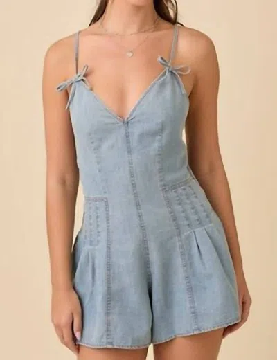 Main Strip Denim Bow Romper