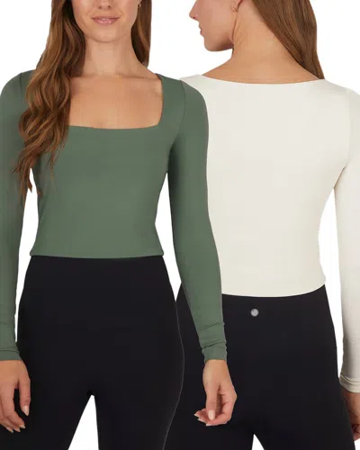 Yogalicious 2pk Contour Olivia Crop Shirt In Multi