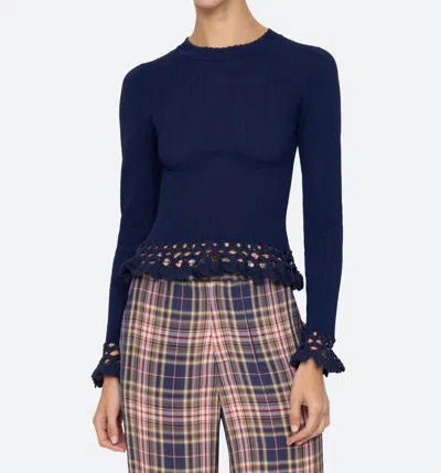 Sea Abbie Knit Longsleeve Top In Navy In Blue