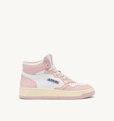 Autry Women's Medalist Mid Bicolor Sneakers In White And Pink Powder