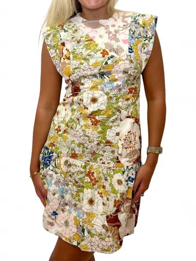 Jade Flora Mini Dress In Multi In Green