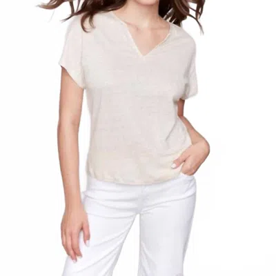 Charlie B Foil Print Linen Blend Dolman Top In Champagne