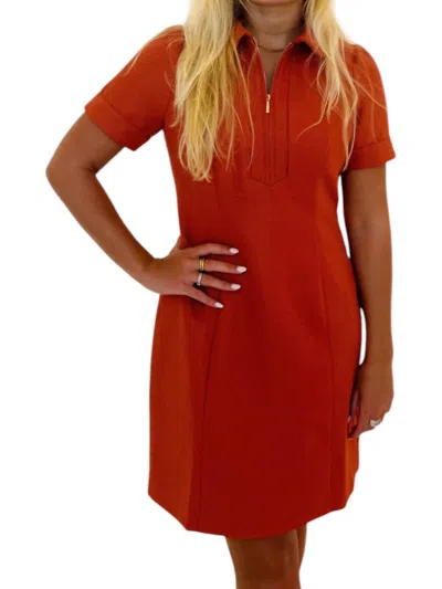 Jade Jana Front Zip Mini Dress In Sunburst Orange In Red